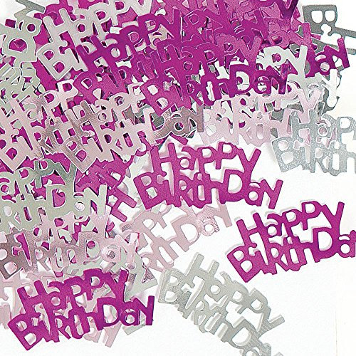 SHATCHI 14 Gram Pink & Silver Happy Birthday Confetti Table Scatter Glitz Sprinkles Stardust Bday Party Decorations For Kids Adults, (SHATCHI - 180)