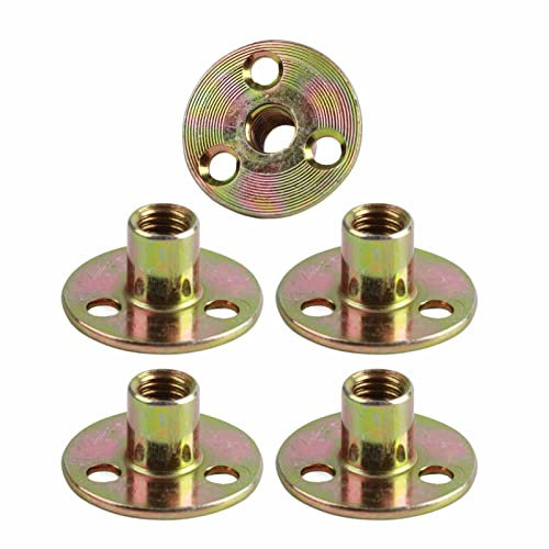 5 Stück Flanschkupplungsverbinder, M6 / M8 / M10 Flanschloch-T-Mutter, verzinktes Eisen, runde Basis (M10)