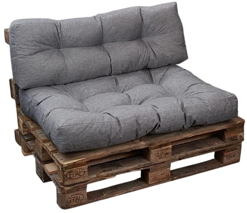 bananair - Palettenkissen Outdoor 120 x 80 cm Bequem - Robuster, UV-beständiger & Wasserabweisender Stoff - Ideal für Europaletten, Palettenmöbel, Palettensofa (Sitzkissen, 120 x 80 cm, Grau)