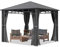TOOLPORT Gartenpavillon 3x3 m Stahldach Hardtop 4 Seitenteile in Grau, Pfosten 9x9 cm