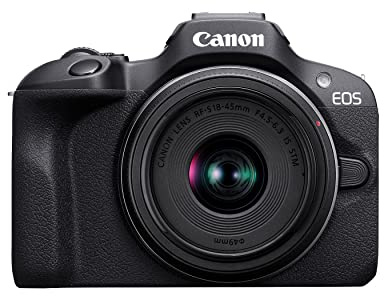 Canon EOS R100 Mirrorless Camera RF-S18-45mm F4.5-6.3 is STM Lens Kit, 24.1 Megapixel CMOS (APS-C) Sensor, 4K Video, RF Mount, Black