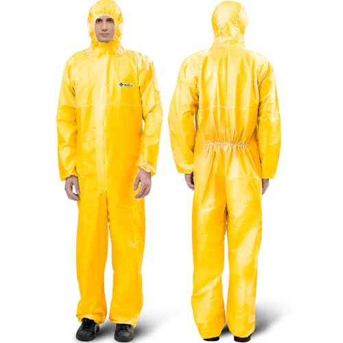 Medtecs Hazmat Suits Disposable - 6 Sizes Options, Type 5/6 Protection