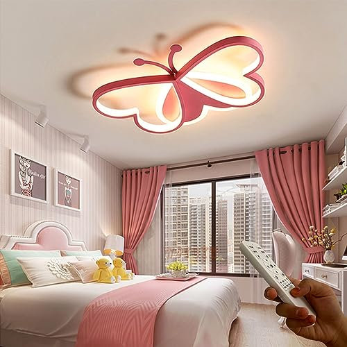 LED sovrum taklampa barnrum lampa flicka prinsessrum pojkrum tak fläckar kreativ Plafonder dimbar akryl fjäril belysning design matsal lampa Barnrumslampa Takfläckar (Rosa, Dimbar 3000K-6500K)