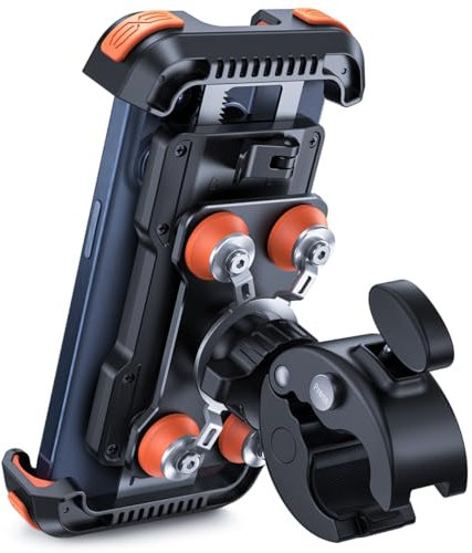 Lamicall Motorrad Handyhalterung, Handyhalter Fahrrad - [2025 Doppelt Vibrationsgedämpft] Handy Motorradhalterung, 360° Drehbar Lenker Halter für iPhone 17 16 15 14 Pro Max Samsung 4,7-6,8 Smartphone