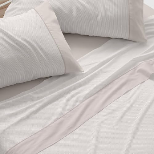 Burrito Blanco | Juego de Sábanas 50% Algodón 50% Poliéster Cama 90 Beige