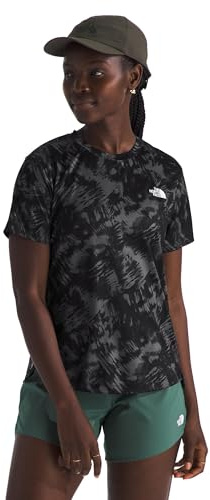 The North Face Women's Flex S/S Reg T-Shirt, TNF Black Waterfall Pri, L