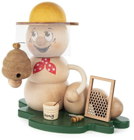 Rudolphs Skattkista, rökelsemask, Rudibiodlare, höjd 13 cm, ny trämask, rökelsefigur, rökfigur, rökelseman