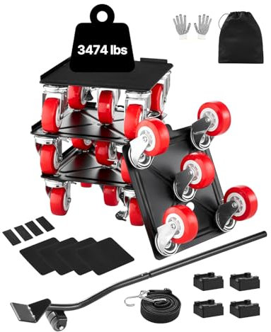 VEVOR Chariot de Déménagement 4PCS Déplace Meubles Lourds Capacité Charge 1575 kg 5 Roues Pivotantes 360° Plateau Roulant Manutention Déménageur Acier Carbone pour Meuble Réfrigérateur Canapé Armoire