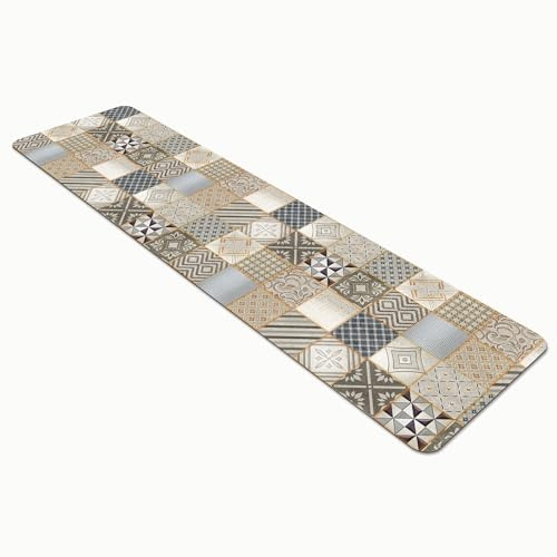 Comart - Tappeto Cucina Austin - Impermeabile - Antiscivolo - Antimacchia - Lavabile in Lavatrice - Passatoia in Poliestere - per Corridoio e Cucina - Made in Italy - Cementine Grigie - 50x170 cm