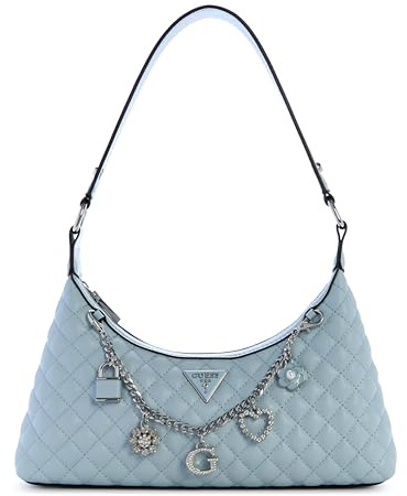 GUESS Everlee Top Zip Shoulder Bag, Borsa a Tracolla Donna, Colore: Blu Nebbia, Taglia Unica