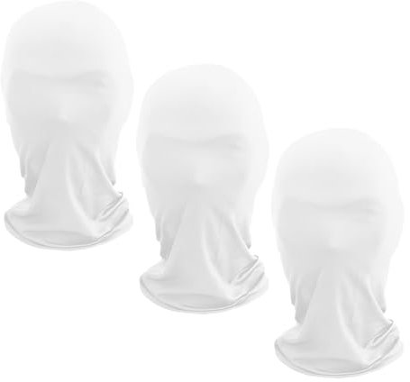 OhMill 3 Pcs White Full Face Mask See Through Full Face Cover Halloween Mask Spandex Hood Robber Cover Halloween Head Covers