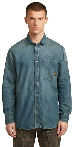 G-STAR Normal 1-pack Shirt LS T-shirt, Blå Vintage Guld Digger D27083-d303-h117, XXL Herr, Vintage blå guld Digger D27083-d303-h117, XXL