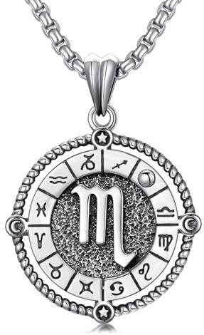 ROMANTICWORK 12 stjärntecken kedja 925 sterlingsilver konstellation berlock stjärntecken halsband horoskop smycken presenter för kvinnor män, Sterlingsilver, Ingen ädelsten