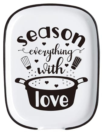 Season Everything with Love Ceramic Spoon Rest for Kitchen Stove, Heat Resistant Large Spoon Holder for Kitchen Counter Cooking Utensil Rest for Chef, Dad, Mom, Friend New House Housewarming Gifts