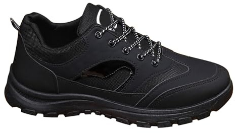 Generisch Scarpe da trekking da uomo, larghe, leggere, da trekking, da uomo, traspiranti, con suola piatta, tinta unita, comode da corsa, antiscivolo, da jogging, Nero , 48 EU