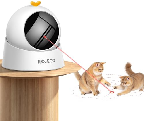 ROJECO Interactive Cat Toy, Rechargeable Automatic Cat Toy with 1000mAh Battery, 360° Magnetic Base, Random Motion Track, Run Quiet, Auto Sleep & 3 Speed Modes, Cat Toys for Indoor Cats Kittens