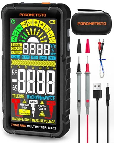 8 EN 1 POROMETISTO Multímetro Digital Profesional TRMS 6000 Conteos, Recargable, Polimetro Digital Profesional, Mide Voltaje Corriente Resistencia Continuidad Ciclo de Trabajo Capacitancia Frecuencia