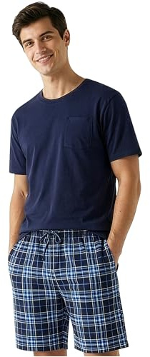 Get Trend Pigiama Uomo Corto Cotone Leggero, M-5XL, Completo Estivo 2 Pezzi con Maglietta Manica Corta e Pantaloncini, Regali per Lui