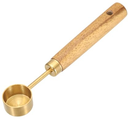 QUARKZMAN Cuchara Medidora, Cuchara De Café De Acero Inoxidable De 5ml Con Mango De Madera Para Café Molido Té Azúcar Cocina Horneado, Dorado