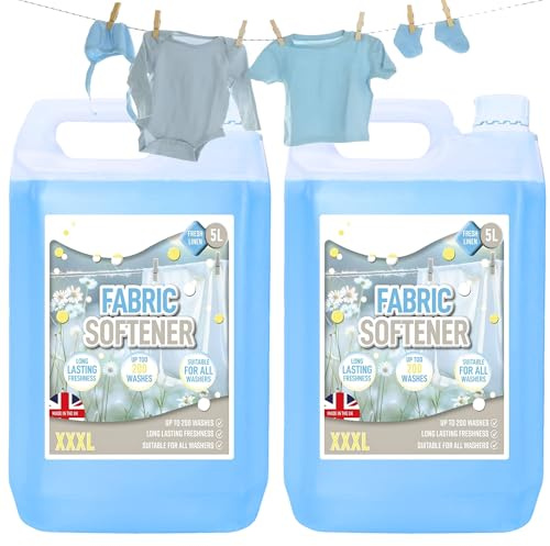 5L Fresh Linen Fabric Softener Conditioner Original Clean Linen Scent Softens & Cares For Your Clothes (2 x 5 Litres)