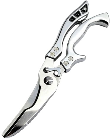 Forbici da Cucina Acciaio Inox, Forbici Professionali per Pollame con Blocco di Sicurezza, ForbicidaPollo Trinciapollo, per Ossa Di Pollo, Carne, Tacchino, Pesce E Verdure