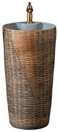 Lavandino su piedistallo Lavandino in ceramica con piedistallo indipendente, rubinetto e kit di scarico for bagno, patio, balcone