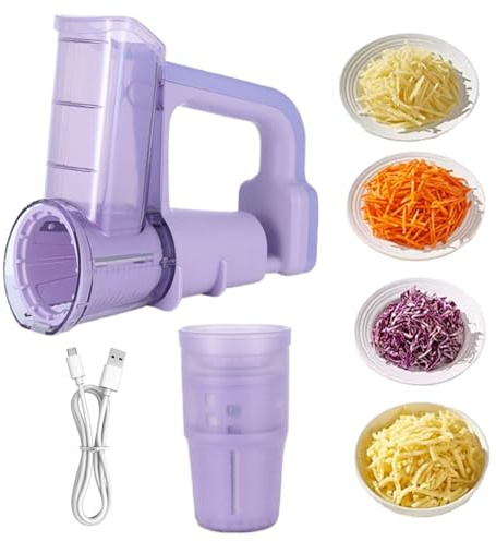 Dmuzsoih Cortador De Verduras Eléctrico,Rallador De Queso Automático Recargable - Cortador Eléctrico de Patatas y Procesador de Alimentos - Para Picar Rebanar Pepino Zanahoria Patata Ajo Preparación