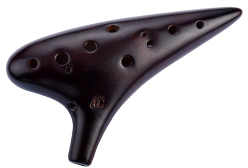 ”Joy of Wood Thrush” 12 Hole Alto C Ceramic Ocarina in Exquisite Craft (Smoked Coffee)
