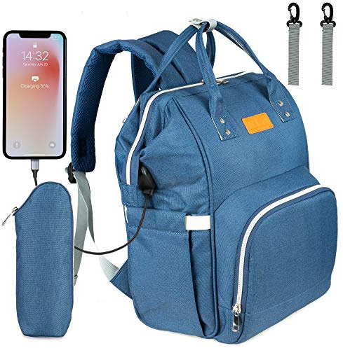 NEVEQ Baby Wickelrucksack, Babytasche für Reise, Wickeltasche Große Kapazität, Multifach Reise Rucksack Wasserdicht Fächer Babyflaschehälter (Dunkelblau)