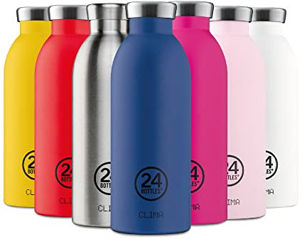24Bottles Clima Bottle - Borraccia Termica 330 ml Acciaio Inox, Bottiglia Termica Thermos 100% Ermetico (12h Hot 24h Cold) dal Design Italiano, Borracce Termiche Ecologiche, Water Bottle Ice White