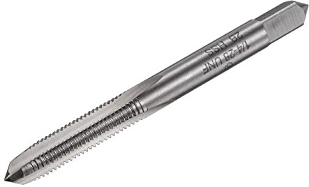 sourcing map Fresado Roscar Macho 1/4-28 UNF, M42 HSS (Alta Velocidad Acero) Sin Recubrimiento 3 Recto Flautas Máquina Tornillo Roscado Macho 2B Tolerancia Grado