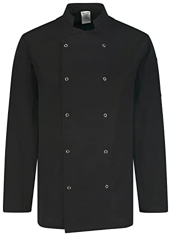 PALLTEX Nozomi LS Giacca da Cuoco Professionale e Unisex a Maniche Lunghe con I Bottoni Giacca da Cuoco Ristorante Divisa da Cuoco, Nero, XXXL