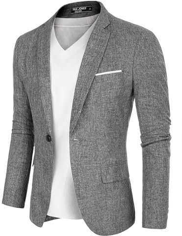 PJ PAUL JONES Herren Freizeit Blazer Modern Jackett Regular Fit Business Anzugjacke (Dunkelgrau, L)