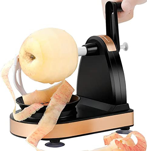 THREMA Pelador De Manzanas Giratorio con Manivela Manual, Pelador De Manzanas con Base De Succión Potente, Pelado Rápido Y Fácil, para Pelar Manzanas, Peras, Verduras