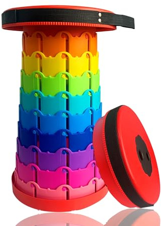 Jakuva Tabouret de camping rétractable, pliable et portable avec charge maximale de 163,3 kg pour adultes, intérieur et extérieur, randonnée, jardinage, couleur arc-en-ciel