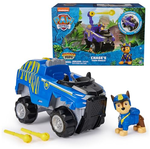 PAW Patrol Jungle Pups, Chase Tiger Fahrzeug, Spielzeug-Truck mit Sammel-Actionfigur, Kinderspielzeug für Jungen und Mädchen ab 3 Jahren