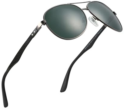 ZENOTTIC Pilot Polarised Sunglasses Mens Womens Carbon Fiber Metal Frame UV400 Protection Unisex Classic Retro Style