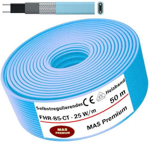 Heizkabel Selbstregulierendes Heizband HEAT Regular-85-CT Selfregulating Heating Cable 25w/m 5–100m Rohrheizung Begleitheizung Wasserleitung Dachrinnenheizung Frostschutzkabel 10°- 85°C (50m)