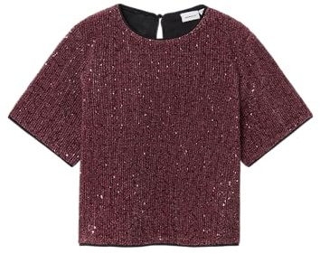 NAME IT Nkfrunic Sequin SS Top Chemisier à Manches Courtes, Rose, 134-140 Fille