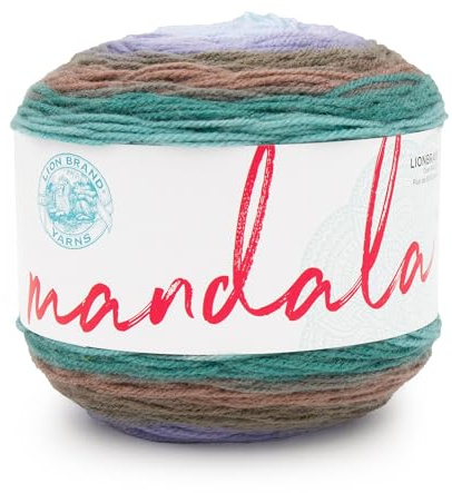 Lion Brand Yarn, Mandala DK Lightweight Yarn for Knitting, Crochet, and Crafts, Bowser, 1 Pack, Self-Striping Acrylic Fiber for Baby Blankets, Multicolor Shawls and Variegated Cardigans