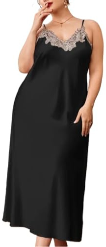 Camicia da Notte Donna - Camicie da Notte Sexy da Donna in Raso di Seta Senza Maniche Camicie da Notte Estive con Scollo A V Bretella Sottile Lunga Imitazione Seta Camicia da Notte, Stile B, XXL