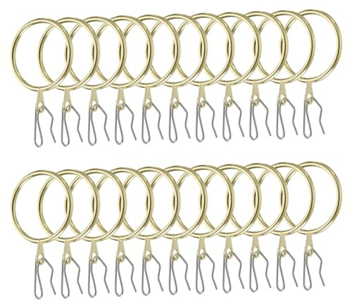 QUARKZMAN 40pcs 1,5-Pouce Intérieur Diamètre Métal Rideau Crochet Anneaux Or Draperie Oeillet Coulissant Rideau Anneaux avec Épingler Draperie Crochet Rideau Crochets