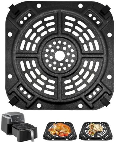 GWYXC Air Fryer Replacement Parts for Ninja AF141 Air Fryer Pro 4 in 1 AF142 Air Fry Max 5 in 1 5 QT, 8.43''Ă8.43'' Air Fryer Accessories Tray Grill Crisper Plate Grill Pan Tray Rack, Dishwasher Safe