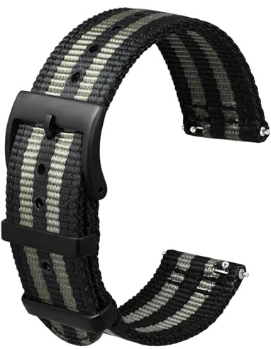 Anbeer tvådelad snabbfrigörande klockarmband i nylon med metallögla, dubbelt lager vävt nylonklockarmband