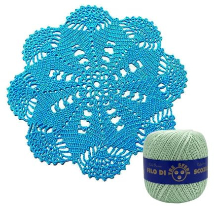 Centrino Verde chiaro rotondo ad uncinetto in cotone 21 cm (7CN) - Made in Italy