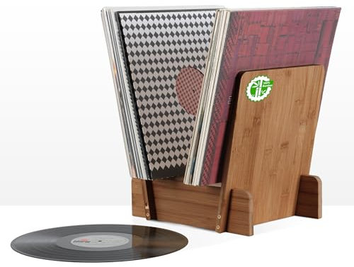 Stagecaptain LPSB-40 Bambus LP-Ständer Regal - Aufbewahrungs-Box für Vinyl-Schallplatten und mehr - Plattenständer für bis zu 40 LP's - Robuste Halterung, feuchtigkeitsresistent - Braun