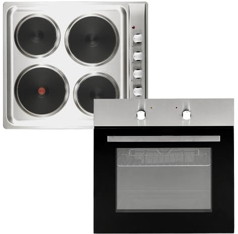 Cookology Oven & Hob Bundle - 60cm Built In Electric Static Oven with Solid Plate Hob