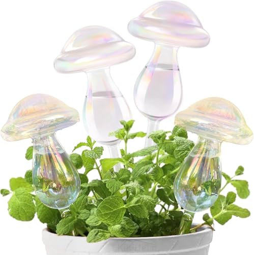 Globi d'irrigazione per Piante a Forma di Fungo, 4 Pezzi globi di irrigazione per Piante, Automatico Irrigatore Funghi,Sistema di irrigazione Automatico per Piante e Fiori per Piante in Vaso