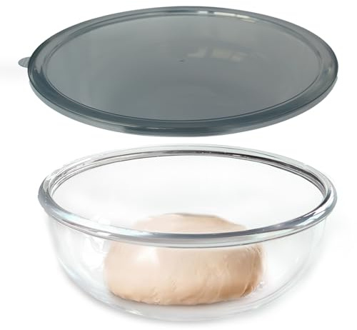CD HOME Large Glass Mixing Bowl with Lid,6.3 Quart Thickened Bowl Edges