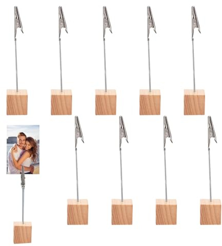 10 Stück Tischkartenhalter,Fotohalter mit Klammern,Kartenständer,Kartenhalter Tisch,Postkartenhalter Holz Fotoständer,Fotoaufsteller,Memo Clip Halter Ständer Zettelhalter für Hausdekoration,Hochzeits